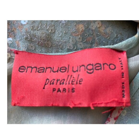 Emmanuel Ungaro Parallèle Paris Italian Made Floral Silk Sequin Full Length Gown - Picture 5 of 7